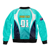 Personalised Australia Soccer Sleeve Zip Bomber Jacket Matildas Sporty Turquoise Version - Wonder Print Shop
