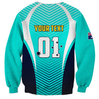 Personalised Australia Soccer Sweatshirt Matildas Sporty Turquoise Version - Wonder Print Shop