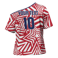 Custom Soccer 2026 USA Cross Shoulder Shirt Red Star Stylized