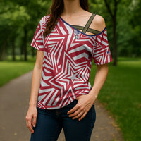 Custom Soccer 2026 USA Cross Shoulder Shirt Red Star Stylized