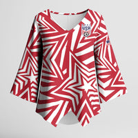 Custom Soccer 2026 USA Kimono Sleeve Blouse Red Star Stylized