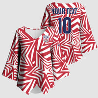 Custom Soccer 2026 USA Kimono Sleeve Blouse Red Star Stylized