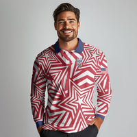Custom Soccer 2026 USA Long Sleeve Polo Shirt Red Star Stylized