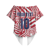 Custom Soccer 2026 USA Off Shoulder Wrap Waist Top Red Star Stylized
