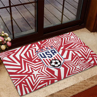 Soccer 2026 USA Rubber Doormat Red Star Stylized