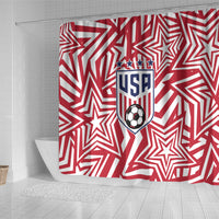 Soccer 2026 USA Shower Curtain Red Star Stylized