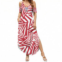 Custom Soccer 2026 USA Summer Maxi Dress Red Star Stylized