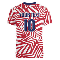 Custom Soccer 2026 USA Women V-Neck T-Shirt Red Star Stylized