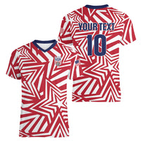 Custom Soccer 2026 USA Women V-Neck T-Shirt Red Star Stylized
