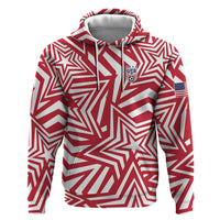 Custom Soccer 2026 USA Zip Hoodie Red Star Stylized