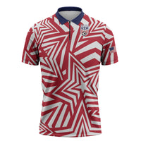 Custom Soccer 2026 USA Zipper Polo Shirt Red Star Stylized