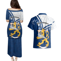 Finland Couples Matching Puletasi Dress and Hawaiian Shirt Suomi Lion With Lily of the Valley - Wonder Print Shop