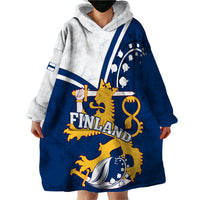 Finland Wearable Blanket Hoodie Suomi Lion With Lily of the Valley - Wonder Print Shop