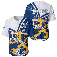 Personalised Finland Baseball Jersey Suomi Lion With Lily of the Valley - Wonder Print Shop