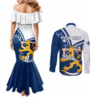 personalised-finland-couples-matching-mermaid-dress-and-long-sleeve-button-shirts-suomi-lion-with-lily-of-the-valley