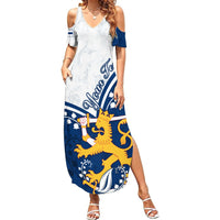Personalised Finland Summer Maxi Dress Suomi Lion With Lily of the Valley - Wonder Print Shop