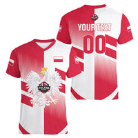 Custom Volleyball 2026 Poland 3rd Champions Women V-Neck T-Shirt