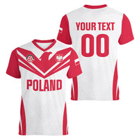 Custom Poland 2026 Volleyball Women V-Neck T-Shirt Polish Eagle Champions