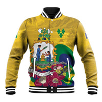 Personalized Saint Vincent and the Grenadines Baseball Jacket Cannonball Flower Tropical Style - Wonder Print Shop