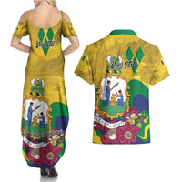 Personalized Saint Vincent and the Grenadines Couples Matching Summer Maxi Dress and Hawaiian Shirt Cannonball Flower Tropical Style - Wonder Print Shop