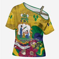 Personalized Saint Vincent and the Grenadines Cross Shoulder Shirt Cannonball Flower Tropical Style - Wonder Print Shop