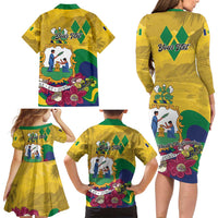 Personalized Saint Vincent and the Grenadines Family Matching Long Sleeve Bodycon Dress and Hawaiian Shirt Cannonball Flower Tropical Style - Wonder Print Shop