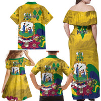 Personalized Saint Vincent and the Grenadines Family Matching Off Shoulder Maxi Dress and Hawaiian Shirt Cannonball Flower Tropical Style - Wonder Print Shop