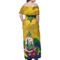 Personalized Saint Vincent and the Grenadines Family Matching Off Shoulder Maxi Dress and Hawaiian Shirt Cannonball Flower Tropical Style - Wonder Print Shop