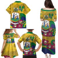 Personalized Saint Vincent and the Grenadines Family Matching Puletasi and Hawaiian Shirt Cannonball Flower Tropical Style - Wonder Print Shop