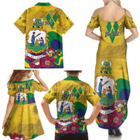 Personalized Saint Vincent and the Grenadines Family Matching Summer Maxi Dress and Hawaiian Shirt Cannonball Flower Tropical Style - Wonder Print Shop