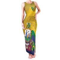 Personalized Saint Vincent and the Grenadines Family Matching Tank Maxi Dress and Hawaiian Shirt Cannonball Flower Tropical Style - Wonder Print Shop