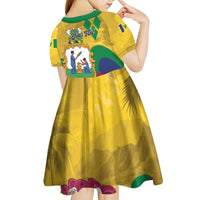 Personalized Saint Vincent and the Grenadines Kid Short Sleeve Dress Cannonball Flower Tropical Style - Wonder Print Shop