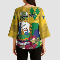 Personalized Saint Vincent and the Grenadines Kimono Sleeve Blouse Cannonball Flower Tropical Style - Wonder Print Shop