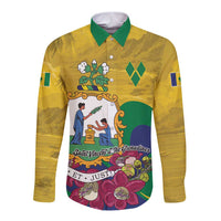 Personalized Saint Vincent and the Grenadines Long Sleeve Button Shirt Cannonball Flower Tropical Style - Wonder Print Shop