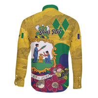 Personalized Saint Vincent and the Grenadines Long Sleeve Button Shirt Cannonball Flower Tropical Style - Wonder Print Shop