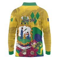 Personalized Saint Vincent and the Grenadines Long Sleeve Polo Shirt Cannonball Flower Tropical Style - Wonder Print Shop