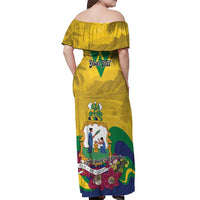 Personalized Saint Vincent and the Grenadines Off Shoulder Maxi Dress Cannonball Flower Tropical Style - Wonder Print Shop
