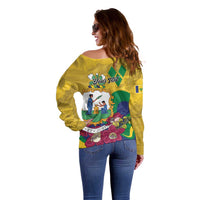 Personalized Saint Vincent and the Grenadines Off Shoulder Sweater Cannonball Flower Tropical Style - Wonder Print Shop