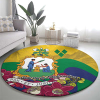 Saint Vincent and the Grenadines Round Carpet Cannonball Flower Tropical Style - Wonder Print Shop