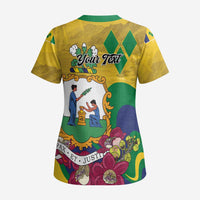 Personalized Saint Vincent and the Grenadines Scrub Top Cannonball Flower Tropical Style - Wonder Print Shop