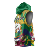 Personalized Saint Vincent and the Grenadines Sleeveless Hoodie Cannonball Flower Tropical Style - Wonder Print Shop