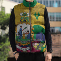 Personalized Saint Vincent and the Grenadines Sleeveless Puffer Jacket Cannonball Flower Tropical Style - Wonder Print Shop