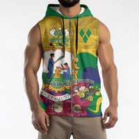 Personalized Saint Vincent and the Grenadines Sleeveless Zip Hoodie Cannonball Flower Tropical Style - Wonder Print Shop