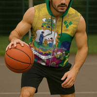 Personalized Saint Vincent and the Grenadines Sleeveless Zip Hoodie Cannonball Flower Tropical Style - Wonder Print Shop