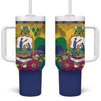Personalized Saint Vincent and the Grenadines Tumbler With Handle Cannonball Flower Tropical Style - Wonder Print Shop