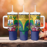 Personalized Saint Vincent and the Grenadines Tumbler With Handle Cannonball Flower Tropical Style - Wonder Print Shop