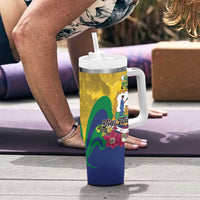 Personalized Saint Vincent and the Grenadines Tumbler With Handle Cannonball Flower Tropical Style - Wonder Print Shop