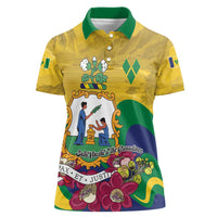 Personalized Saint Vincent and the Grenadines Women Polo Shirt Cannonball Flower Tropical Style - Wonder Print Shop