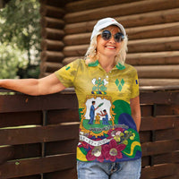 Personalized Saint Vincent and the Grenadines Women Polo Shirt Cannonball Flower Tropical Style - Wonder Print Shop
