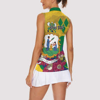 Personalized Saint Vincent and the Grenadines Women Sleeveless Polo Shirt Cannonball Flower Tropical Style - Wonder Print Shop